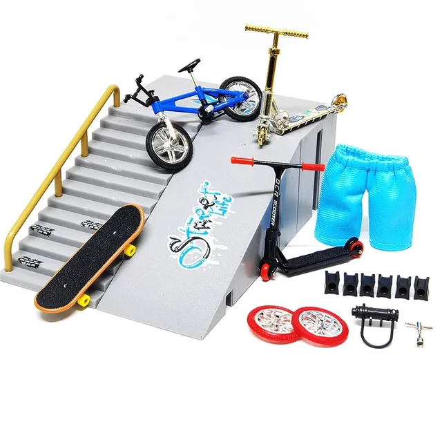 Tech Finger scooter Two Wheel Mini Skateboards Ramp Parts Sets Finger BMX Fingertip Bikes Fingerboard Skate Deck Novelty Toys 1