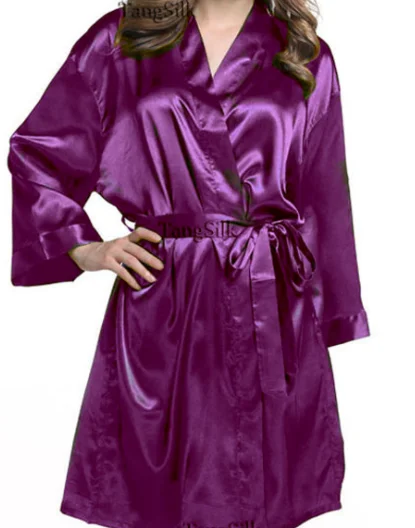 personalise Bride robe satin bathrobe custom Bridesmaid rose gold brithday Party dress robe,sister of the groom kimono sleepwear - Цвет: plum