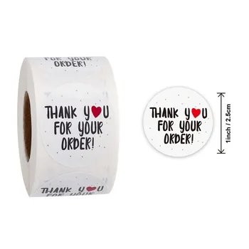 

500pcs round thank you for your order sticker Heart Thanks for Shopping Small Shop Local Handmade sticker white labels sticker40