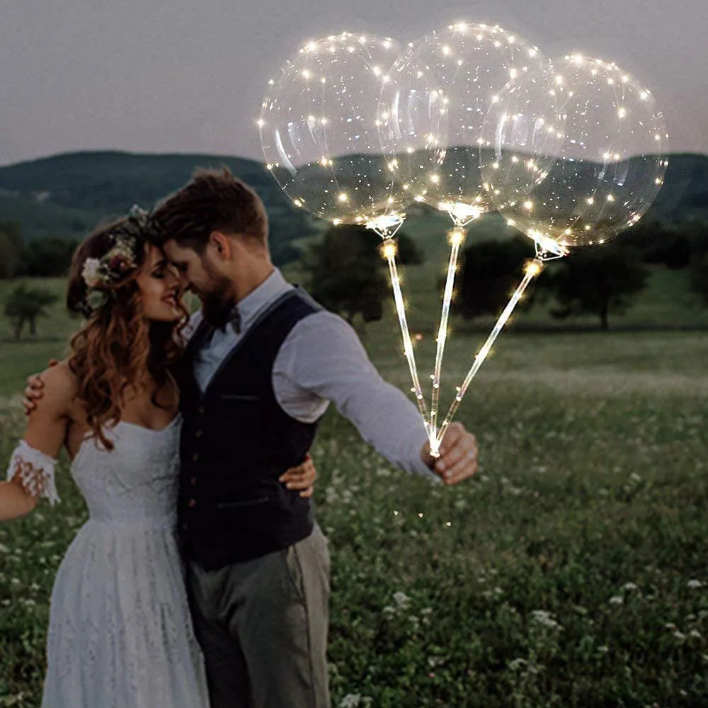 

3Pcs Reusable Luminous Led Balloon Transparent Round Bubble Decoration Party