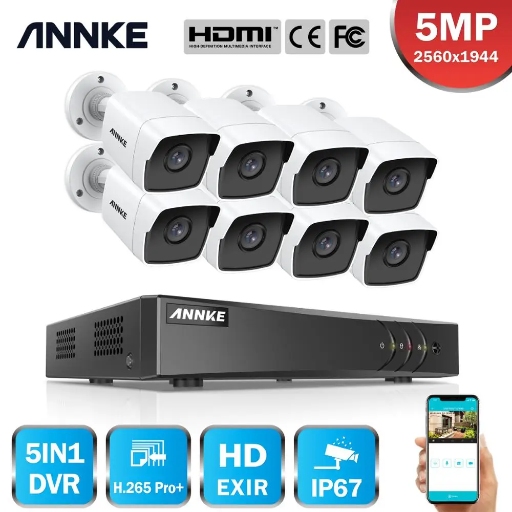 ANNK H.265 + 5MP Lite Ultra HD 8CH DVR CCTV система безопасности 8 шт Открытый EXIR камера ночного