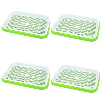 

Newest Seed Sprouter Tray 4 Pack, BPa Free Nursery Tray Seed Germination Tray Healthy Wheatgrass Seeds Grower & Storage Trays fo