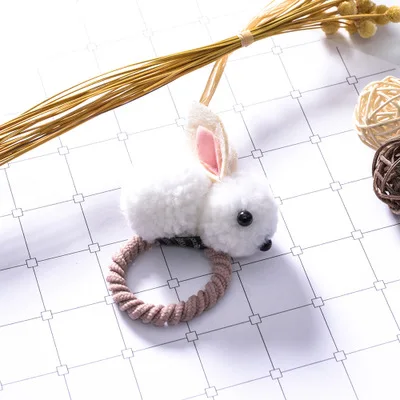 Новые 3D Плюшевые кроличьи волосы резиновая лента Kwaii милые животные кролики стиль ленты для волос фетровые уши оголовье для девочек - Цвет: white