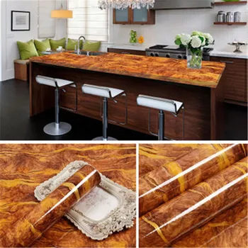 

5M/10M Kitchen Marble Wallpaper Waterproof PVC Self-Adhesive Wall Stickers Oil-proof Kitchen Table Cabinet Renovation Wallpaper