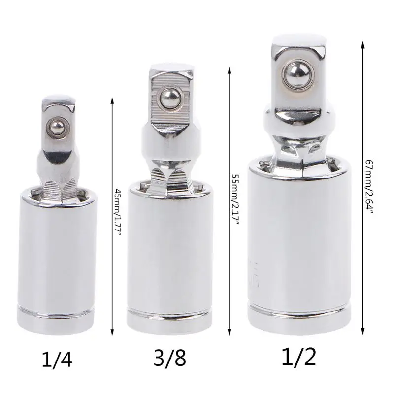 

1/4" 3/8" 1/2" Universal Joint Set Ratchet Angle Extension Bar Socket Adapter Manual and Pneumatic 360 Rotary Adapter
