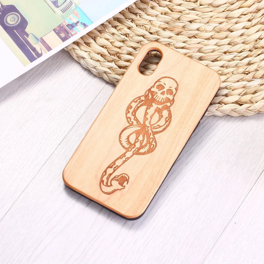 Wizard Magical Snake Skull Engraved Wood Phone Case Coque Funda For iPhone 12 6 6S 6Plus 7 7Plus 8 8Plus XR X XS Max 11 Pro | Мобильные