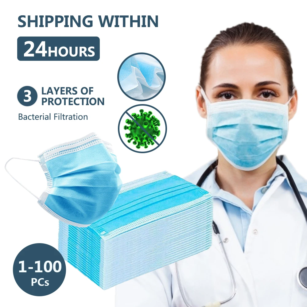 

Adult Anti-Pollution 3 Layers Mask Dust Protection Masks Disposable Face Masks Elastic Ear Loop Breathable Dust Filter Mask