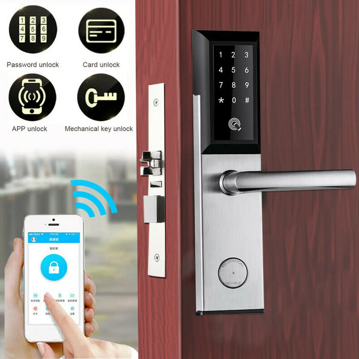 

bluetooth Lock App Electronic Digital Door Lock Wifi Control Touch Keypad Code RFID Card Keyless Entry Smart Door Locks USB