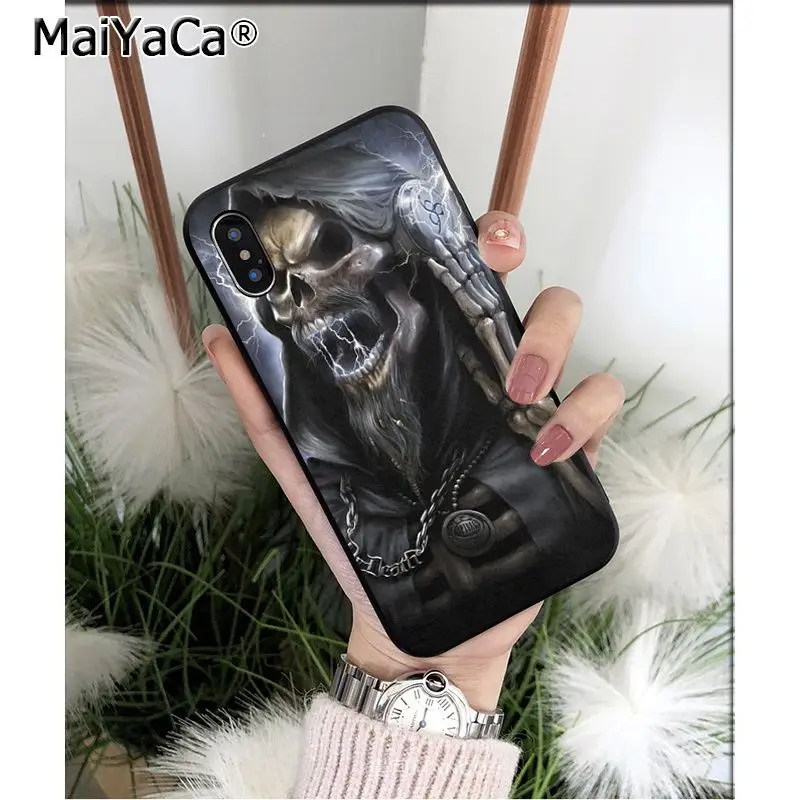 MaiYaCa Grim reaper skeleton Rock Music guitar Gun Phone Case for iPhone X XS MAX 6 6s 7 7plus 8 8Plus 5 5S SE XR 11 11pro max - Цвет: A16