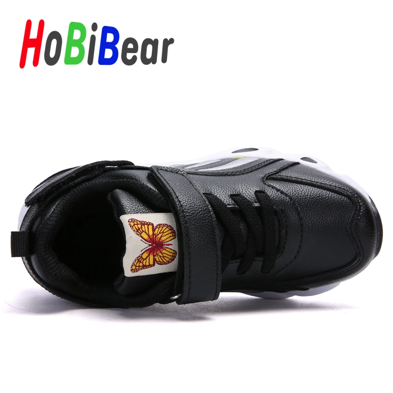 HOBIBEAR/повседневная детская обувь для девочек; оригинальная кожаная спортивная обувь для мальчиков; цвет желтый, розовый; кроссовки для больших девочек; нескользящие кроссовки для подростков