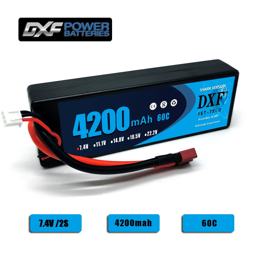 DXF lipo батарея 4200mAh Lipo 2S 7 4 V 60C 120C HardCase литий-полимерный Tplug для RC автомобилей Лодка