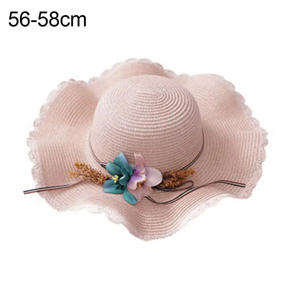 Модная Заколка-цветок для девочек соломенное плетение с широкими полями летняя пляжная кепка широкополая шляпа от солнца шляпа новинка