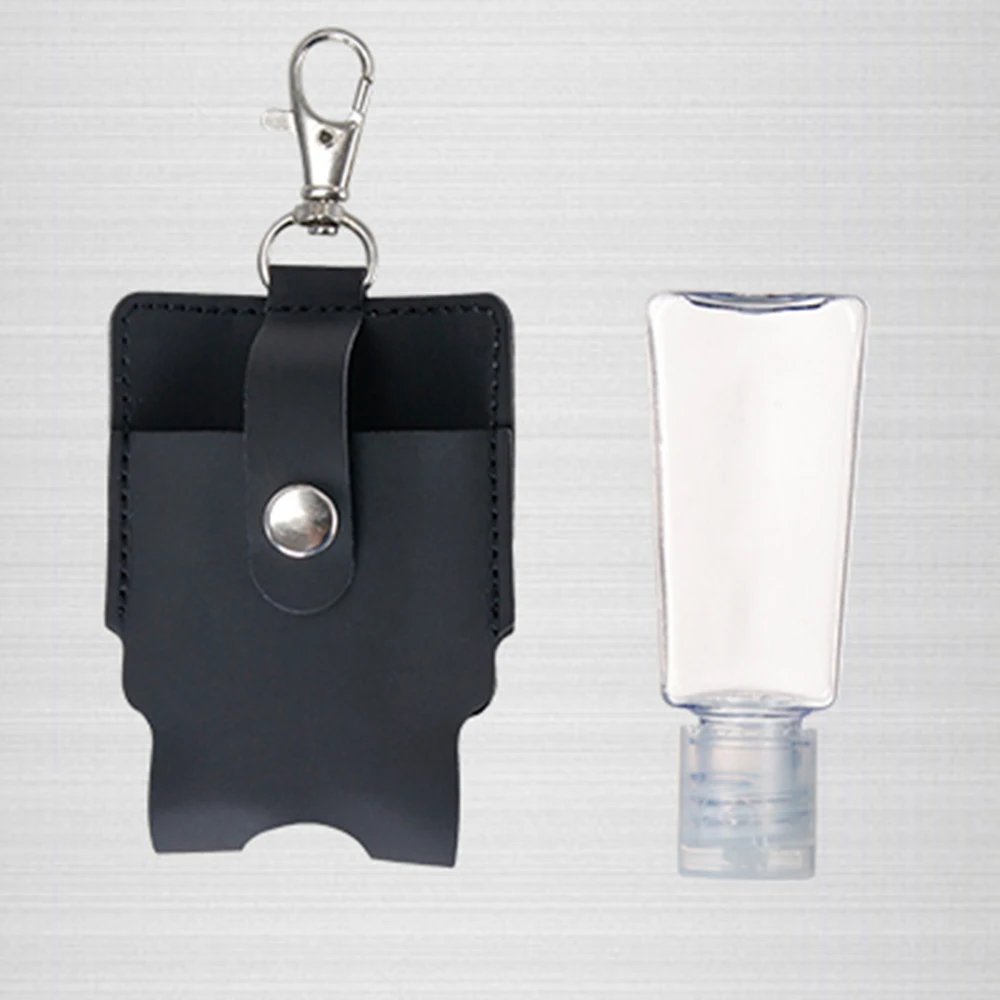 EASYANT Hand Sanitizer Leather Bottle Portable Set Flip Cap Personal Care with Touch Free Door Opener Key Ring