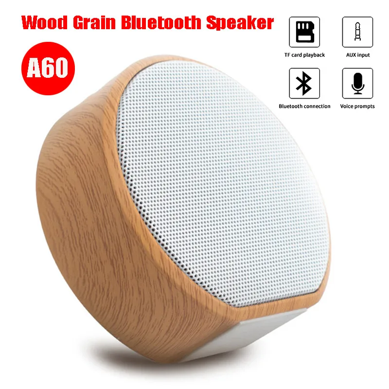 

Wireless Bluetooth Wood Grain Speaker Portable Mini Subwoofer Audio Stereo Loudspeaker Support AUX TF Card for iPhone Android