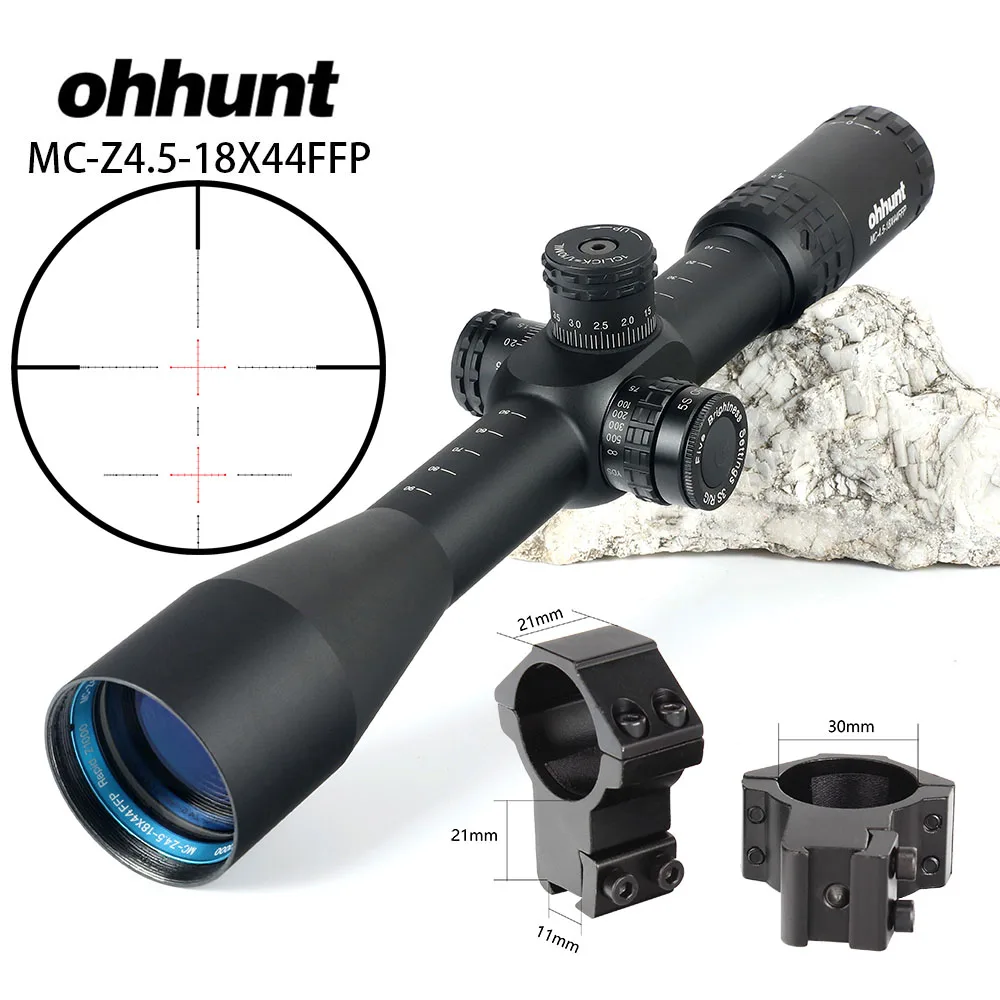 with dovetail rings MC-Z 4,5-18X44 FFP первая фокальная плоскость оптический прицел FFP Riflescope боковой Parallax Z1000 стекло гравированное сетка замок сброс область - Цвет: with dovetail rings