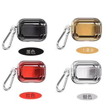

Plating Headphones Set Bluetooth Headset Covers Solid Color Hard PC Headphone Case for Airpods pro with Hook Luxury Plating Colo