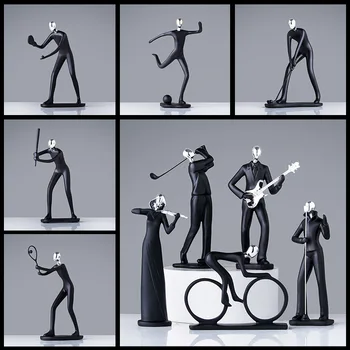 

2019 Resin Multi-action decoration Simple Man Figurines Football Bicycle Golf Miniatures Guitar Saxophone Home Deoration E