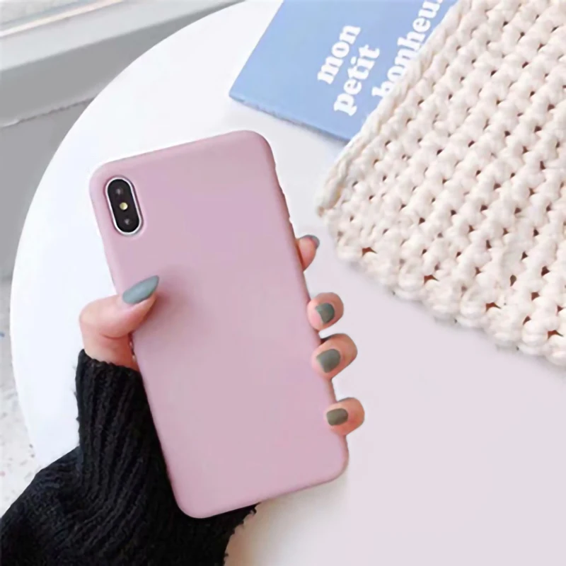 M pink VZD сплошной цвет силиконовый чехол s для iphone XR X XS MaxCute карамельный цвет мягкий простой модный 6 6S 7 8 Plus чехол для телефона новинка - Цвет: M pink