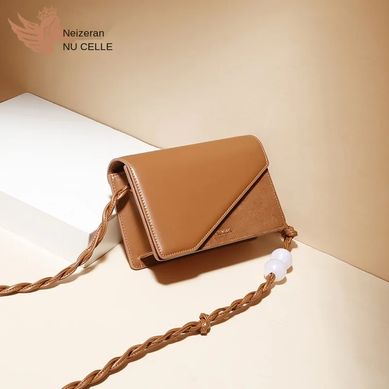 

NUCELLEWomen's bag autumn and winter new Korean fashion women's messenger deer skin splicing shoulder bag small square bag