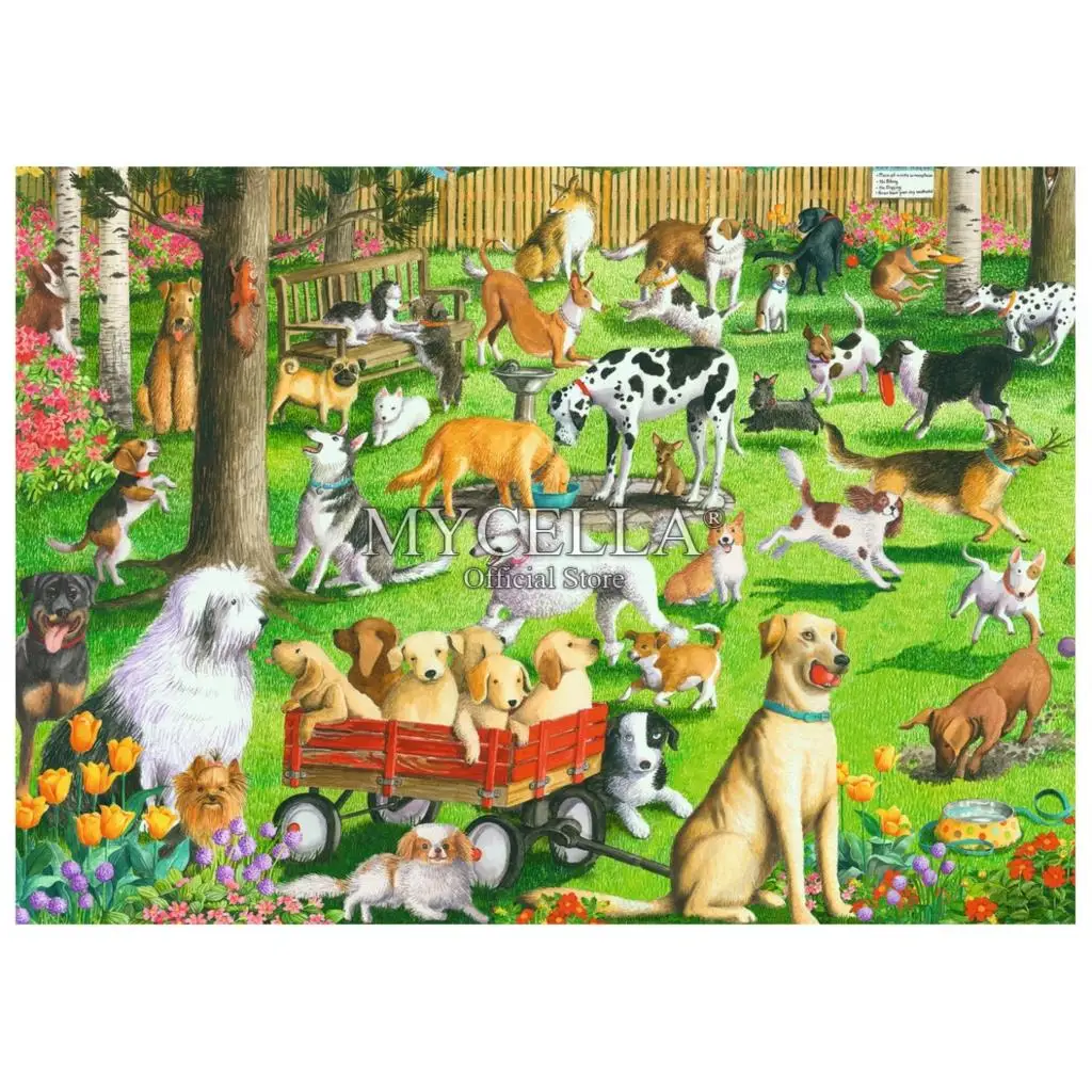 Cartoon 5D DIY Diamond Painting Dogs Park Embroidery Cross Stitch Mosaic Full Drill Rhinestone Home Decor Animal Posters | Дом и сад