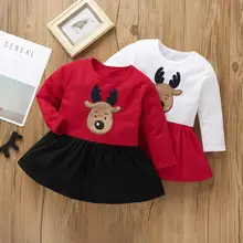 ZSIIBO рождественское платье для девочек костюм для девочек Хлопковое платье с длинными рукавами для девочек рождественское платье Рождественская Одежда для девочек