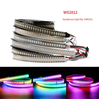 

DC5V WS2812B 1M 144 Leds/m Strip Light Smartled Pixel RGB Individually Addressable Led Black/White PCB IC WS2812 Pixel Strips