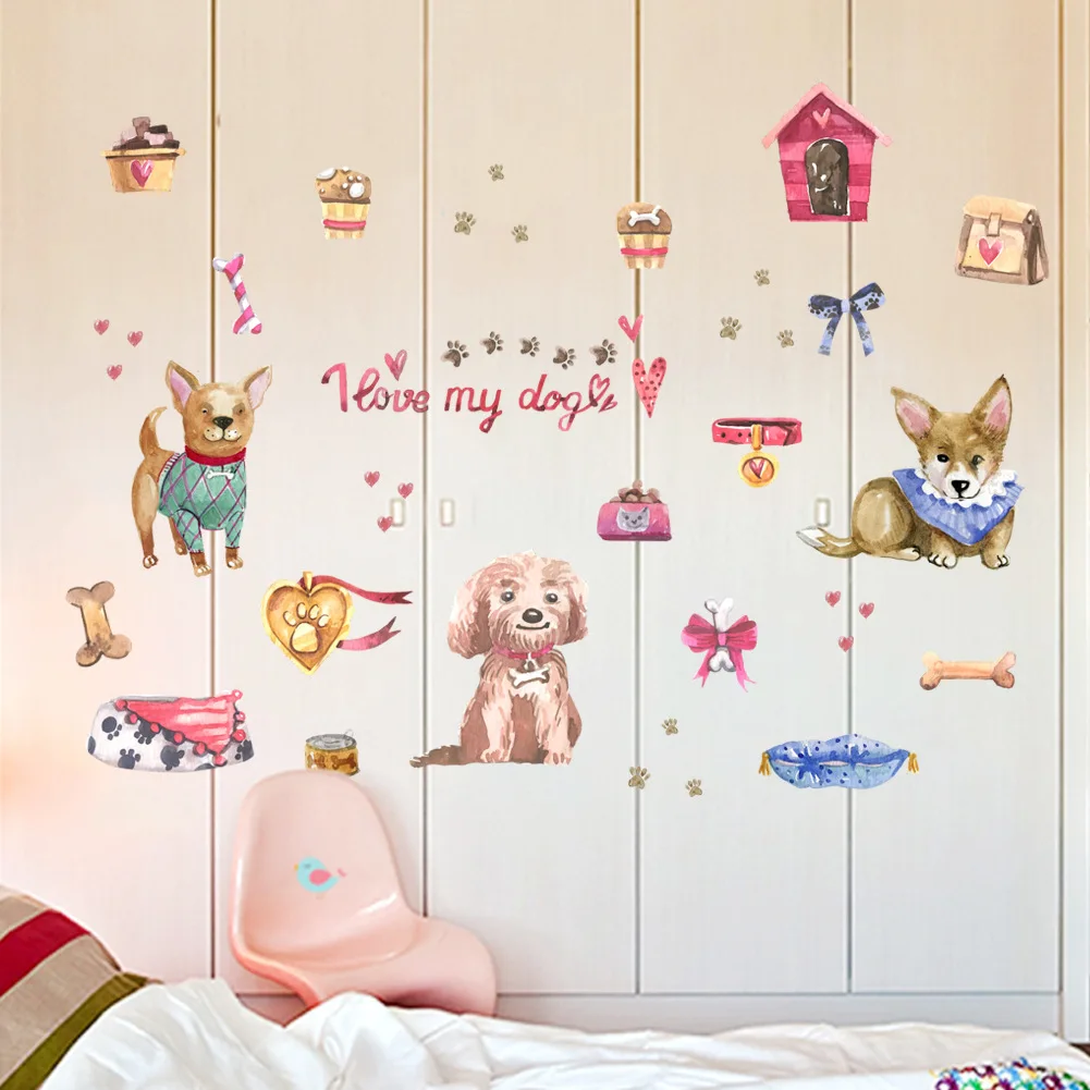 Модель собака Pet Shop украшения наклейки на стену детская комната спальня гостиная настенная бумага водонепроницаемая самоклеющаяся бумага