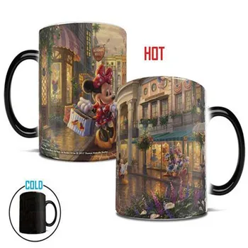 

1Piece 350mL Disney Mickey Water Cup Heat Sensitive Color Changing Ceramic Mug Coffee Milk Tea Cups Home Office Gifts M4544