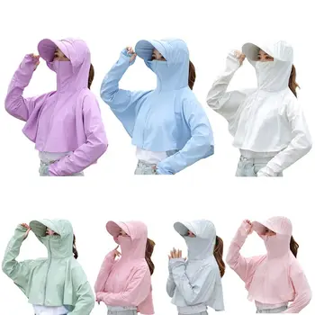 

Women Sunscreen Protective Cap with Removable Neck Cover Long Sleeve Hood Shawl Q0KE