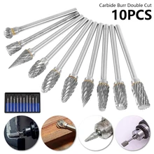 Ensemble de fraises en carbure de tungstène, tête de 3/6mm, Point rotatif, fraises, tige de meuleuse pour le moulin, 10 pièces