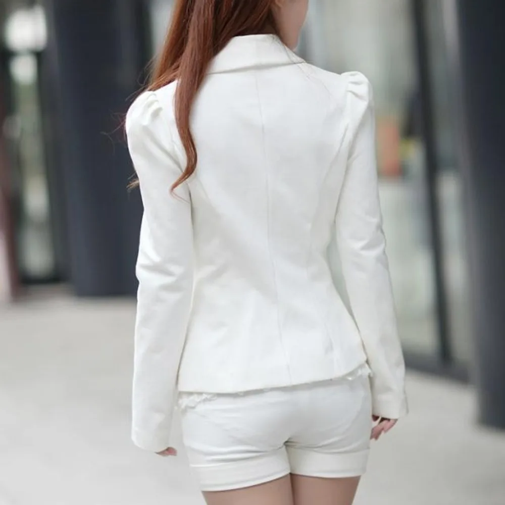 Женский белый блейзер, Офисная куртка, однотонный длинный рукав, бандаж, открытая передняя посадка, кардиган, куртка, пальто, Блейзер, Femme#2S20