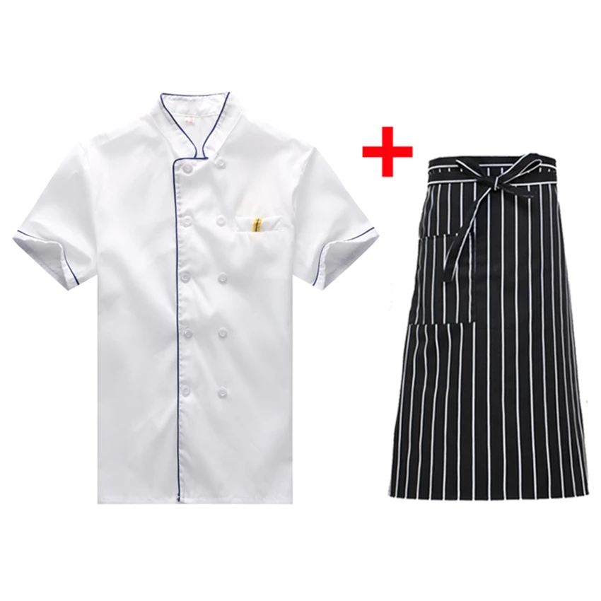 Unisex Chef Uniform Restaurant Kitchen Bakery Cook Work Wear Man Short&Full Bottons Shirt Apron Waitress Clothing Jackets