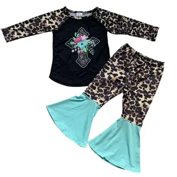 

2020 Easter Baby Girl Clothes Toddler Girl Clothes Winter Print Long Sleeve & Leopard Pants Baby Girl Clothes Kids Clothes