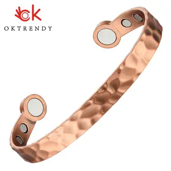 

OKtrendy Pure Copper Bracelet Magnetic Metal Cuff Adjustable Bracelet Health Energy Copper Bracelets Bangles for Arthritis