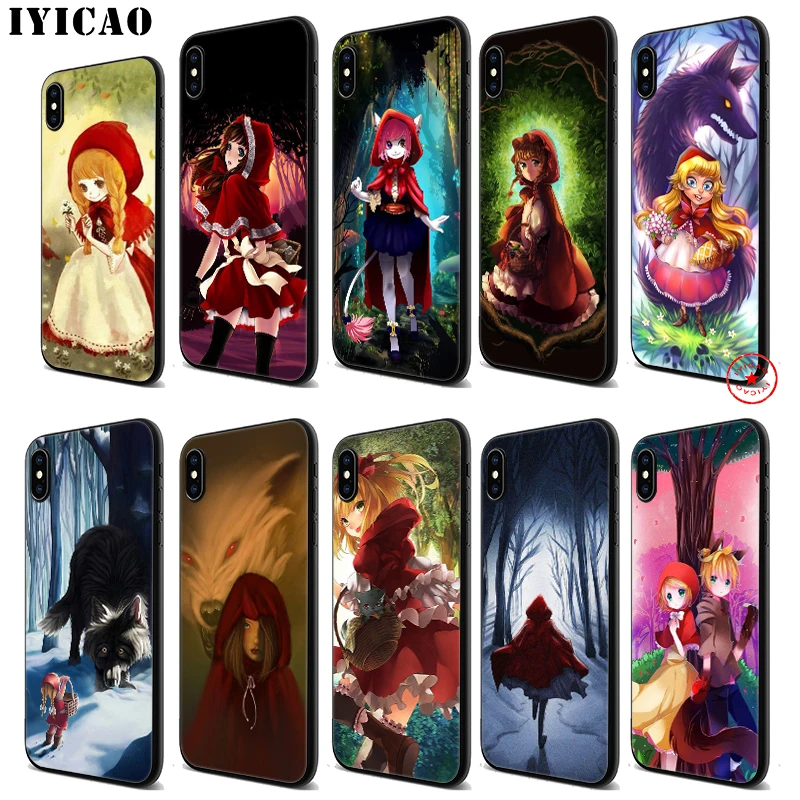IYICAO Красная Шапочка мягкий черный силиконовый чехол для iPhone 11 Pro Xr Xs Max X или 10 8 7 6 6S
