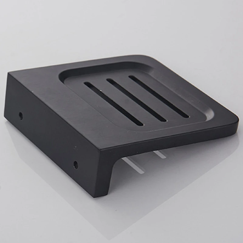 Space Aluminum Black Soap Box Wall-Mounted Rack Bathroom Accessories Product Soap Dish Rack