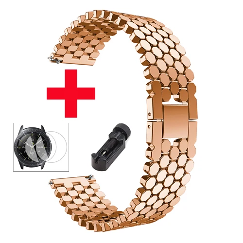rose gold Ремешок из нержавеющей стали для samsung galaxy watch 46 мм S3 frontier band huawei watch gt huami amazfit 1/2 Аксессуары для браслета - Цвет ремешка: rose gold
