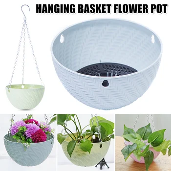 

Hanging Basket Pot Garden Plant Chain Planters Decoration Plastic 16x10cm HKS99
