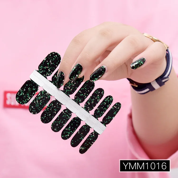 YMM1016 14 шт/Лист наклейки для ногтей стойкая блестка для ногтей безопасные нетоксичные для беременных женщин наклейки для ногтей s 10 цветов - Цвет: YMM1016