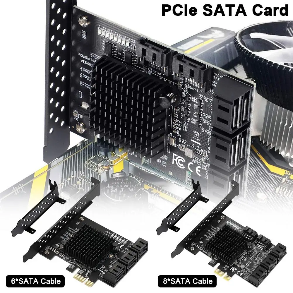 PCIe SATA карта 8 портов PCIe для SATA контроллер плата расширения с 8 SATA кабели поддержка для WINXP WIN7 WIN8 WIN10