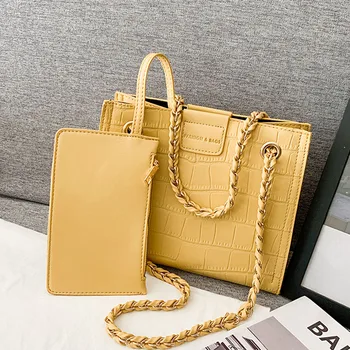 

Stone Pattern PU Leather Shoulder Bags For Women 2020 Trend Branded Handbags Female Travel Totes Lady Fashion Hand Bag 2 pcs/set