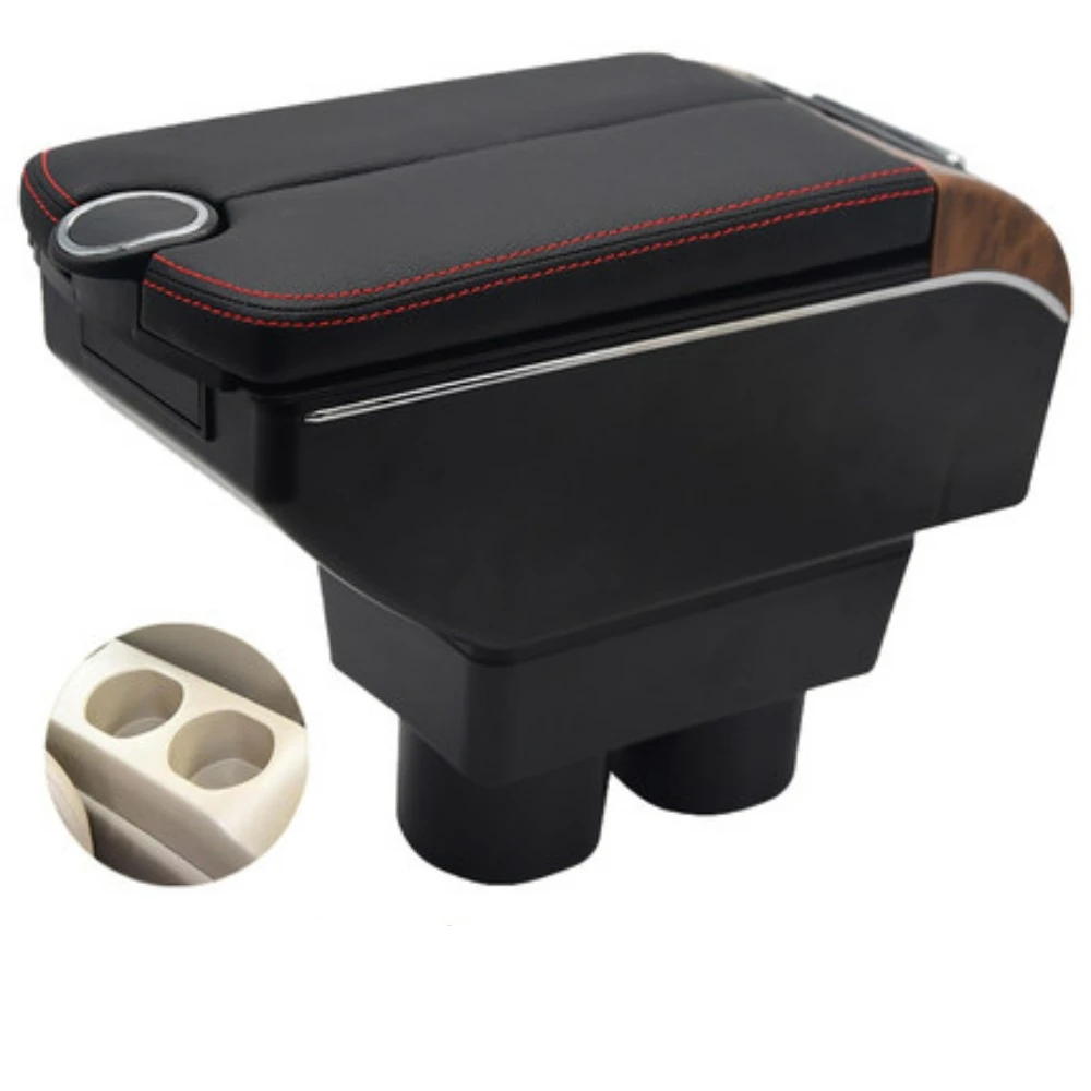 Versa 2020-2024 Interior Upgrade Center Console Armrest For Nissan Versa 2020-2024 - Storage Box With Cup Holder, USB Port, PU Leather, Easy Install Nissan Versa Armrest 2020 2024