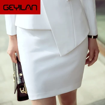 

Lenshin Women White Skirt Work Wear Pencil Formal Above Knee Mini Office Lady