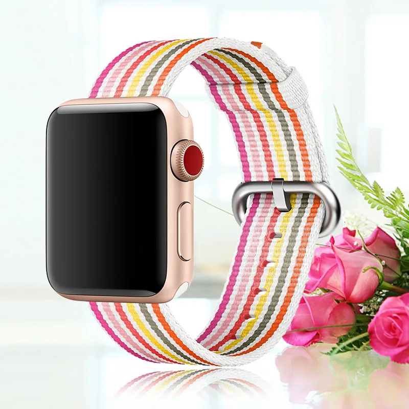 Новая дышащая нейлоновая Спортивная петля для apple watch series 3 2 1 ремешок для iWatch 42 мм 38 красочный ремешок для часов Пряжка