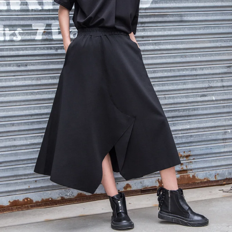 

2019 Spring And Summer New Style Irregular Joint Skirt Europe And America Elastic Waist Loose-Fit A- line Skirt Mid-length Skirt