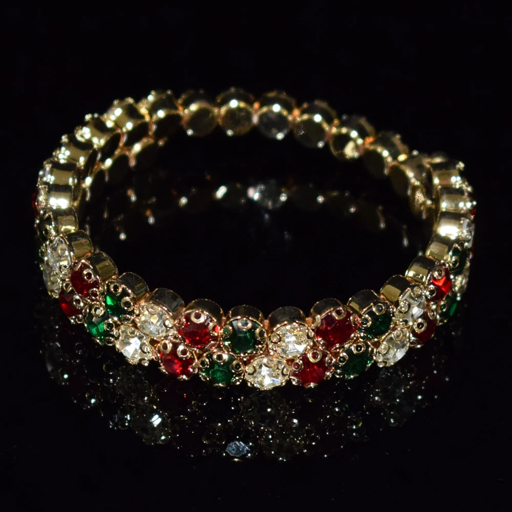 exaggerated Crystal Red white green Bracelets Women Rhinestone Bracelet Wedding Bracelet Pulseras Mujer Wedding Jewelry Gifts 3