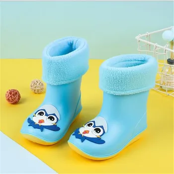 

Cartoon Children's Rain Boots 2-8 Years Old Cute Warm Rain Boots Soft Bottom Kindergarten Plus Velvet Cotton Waterproof Shoe