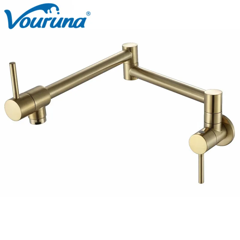 Rolya-Solid-Brass-Single-Cold-Pot-Filler-Tap-Wall-Mounted-Kitchen-Faucet-Ti-Golden