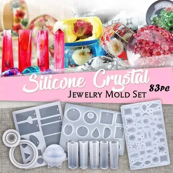 

83 Pcs/set Handmade Jewelry Making Crystal Earrings Necklace Mould Silicone Mold Diy Tool Epoxy Resin Craft Geometric Pendant