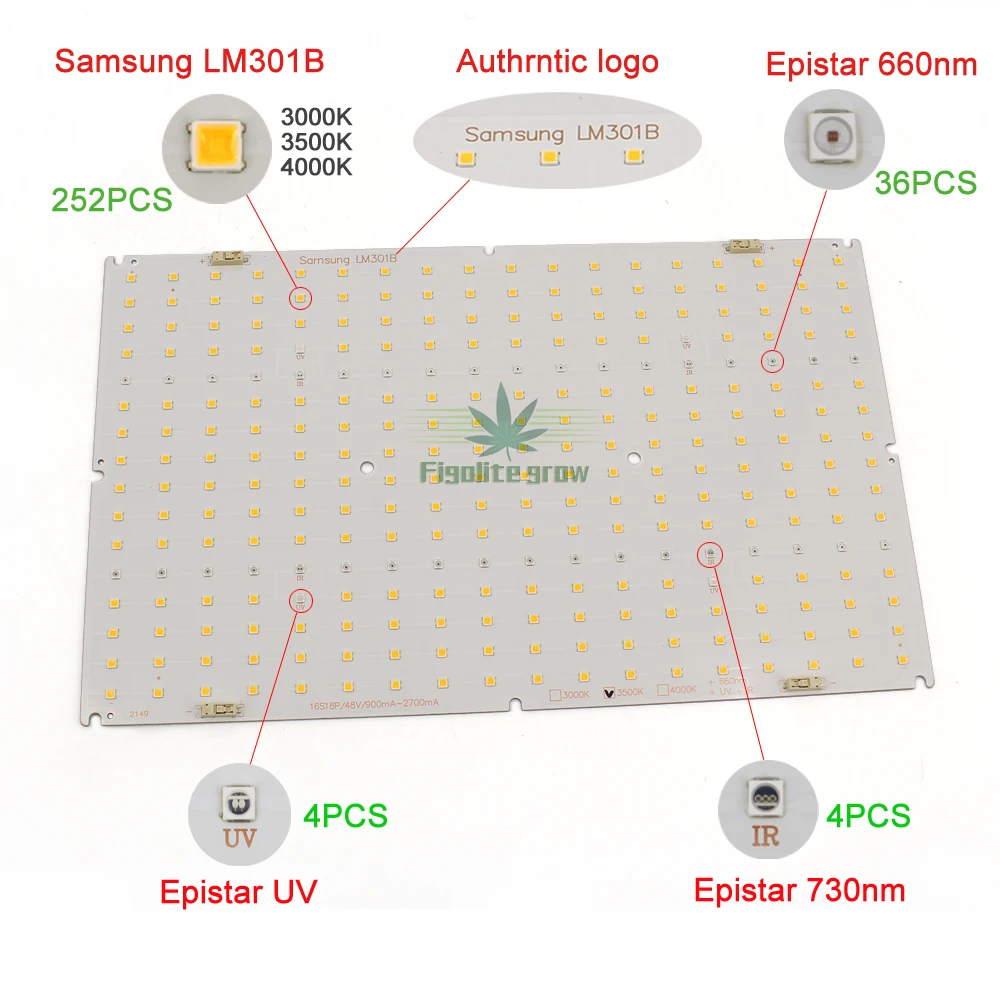 10pcs/lot,230lm/w, High lumen Samsung LM301H QB288 Quantum Tech V3 Board 3000K 3500K mix 660nm UV IR